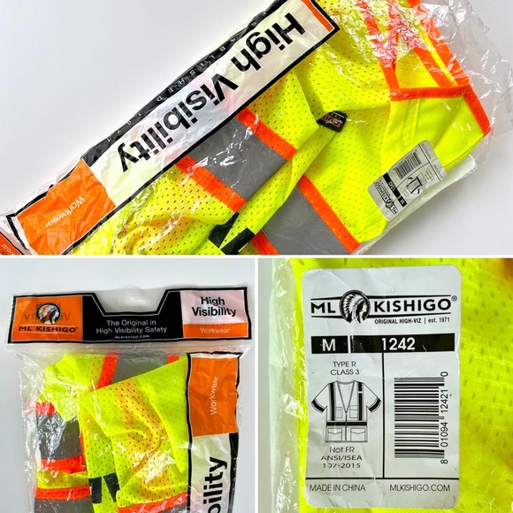 ML KISHIGO High Visibility 6 Pocket Contrast Mesh Vest Workwear - Picture 14 of 16
